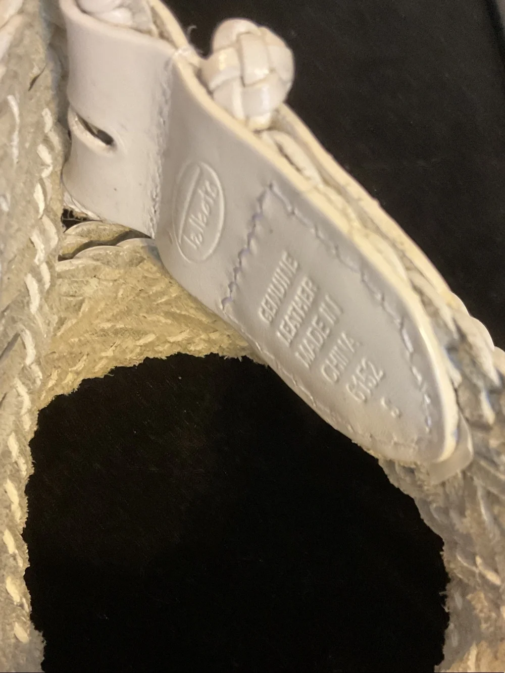 Talbots White Braided Leather Belt with Stitched Trim